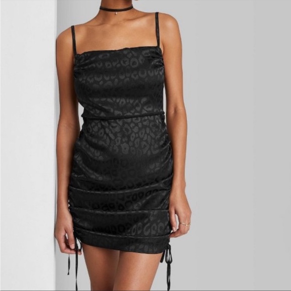 wild fable Dresses & Skirts - NWT Wild Fable Black Satin Cheetah Print Dress